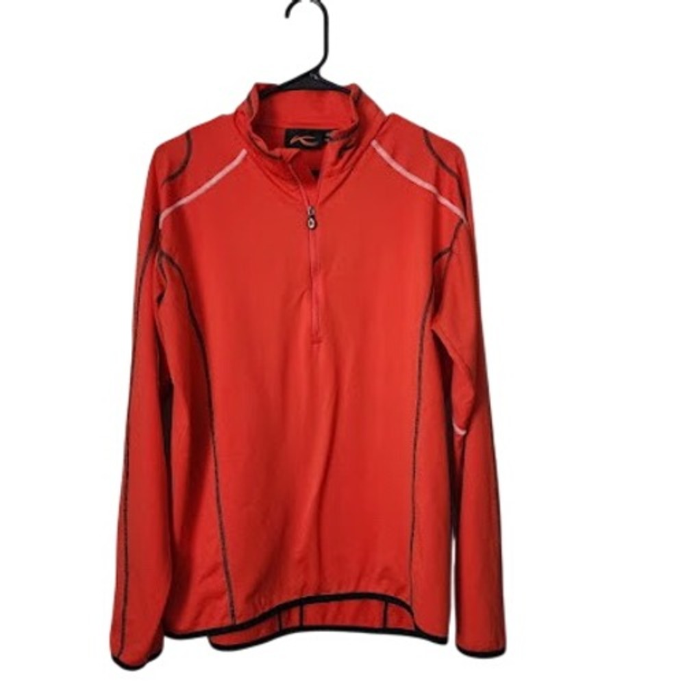 KJUS Performance Half Zip Pullover Orange Black Golf Midlayer Top Gorpcore 2XL